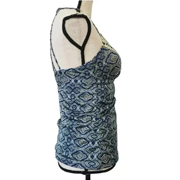 Athleta Aqualuxe Blue Printed Strappy Molded Tankini Swim Top - Picture 4 of 11